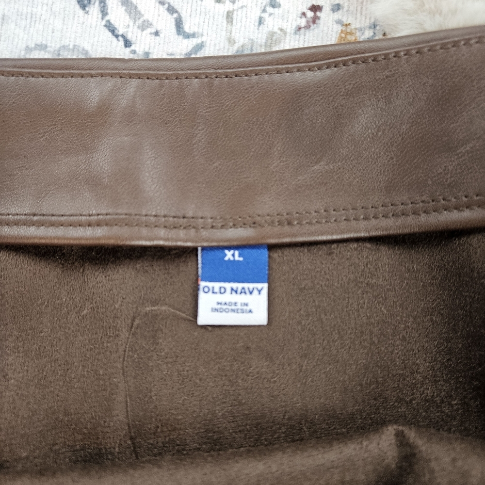 Old Navy Faux Leather Mini Skirt XL Brown BNWT - Picture 5 of 8